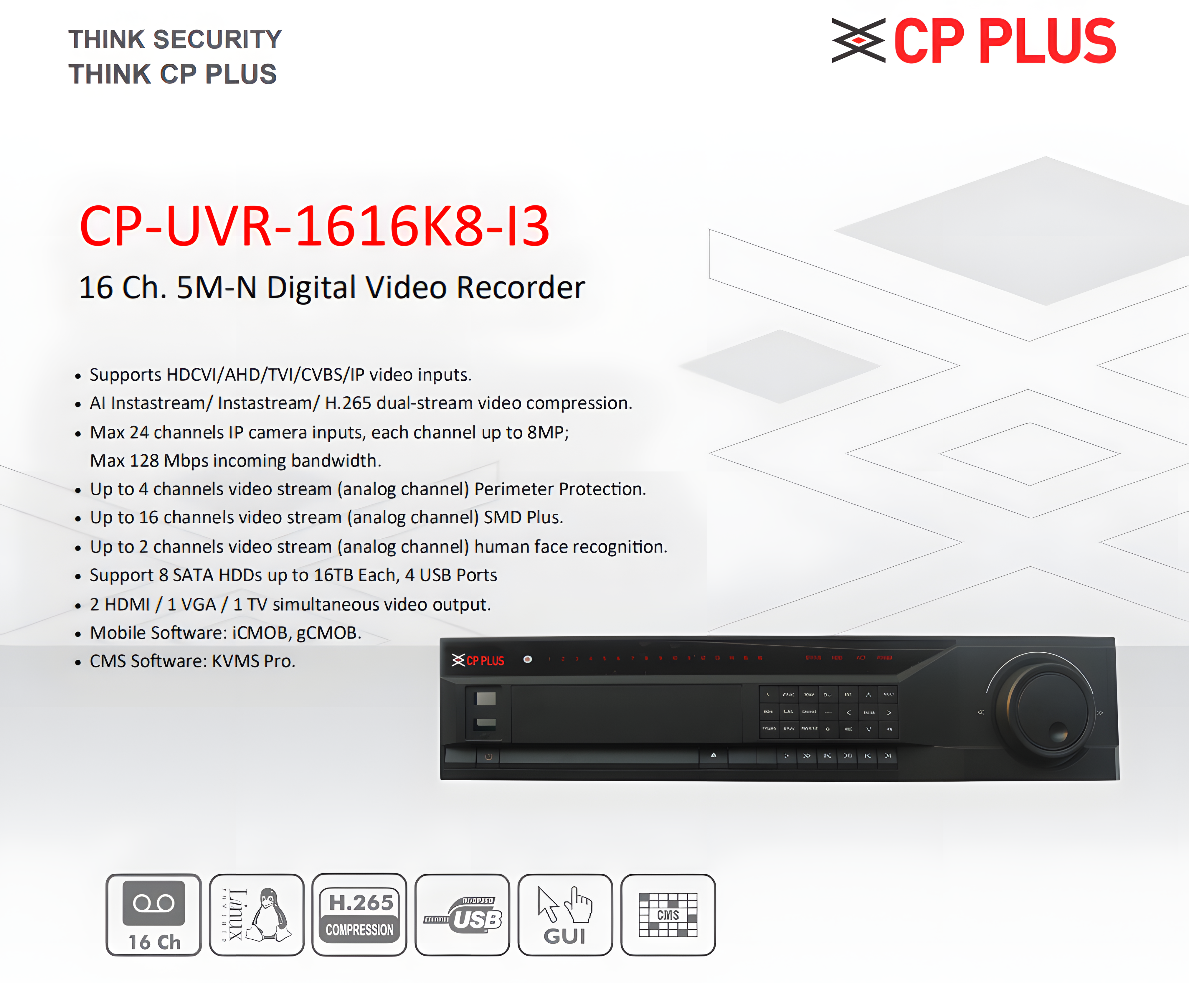 CP PLUS CP-UVR-1616K8-I3