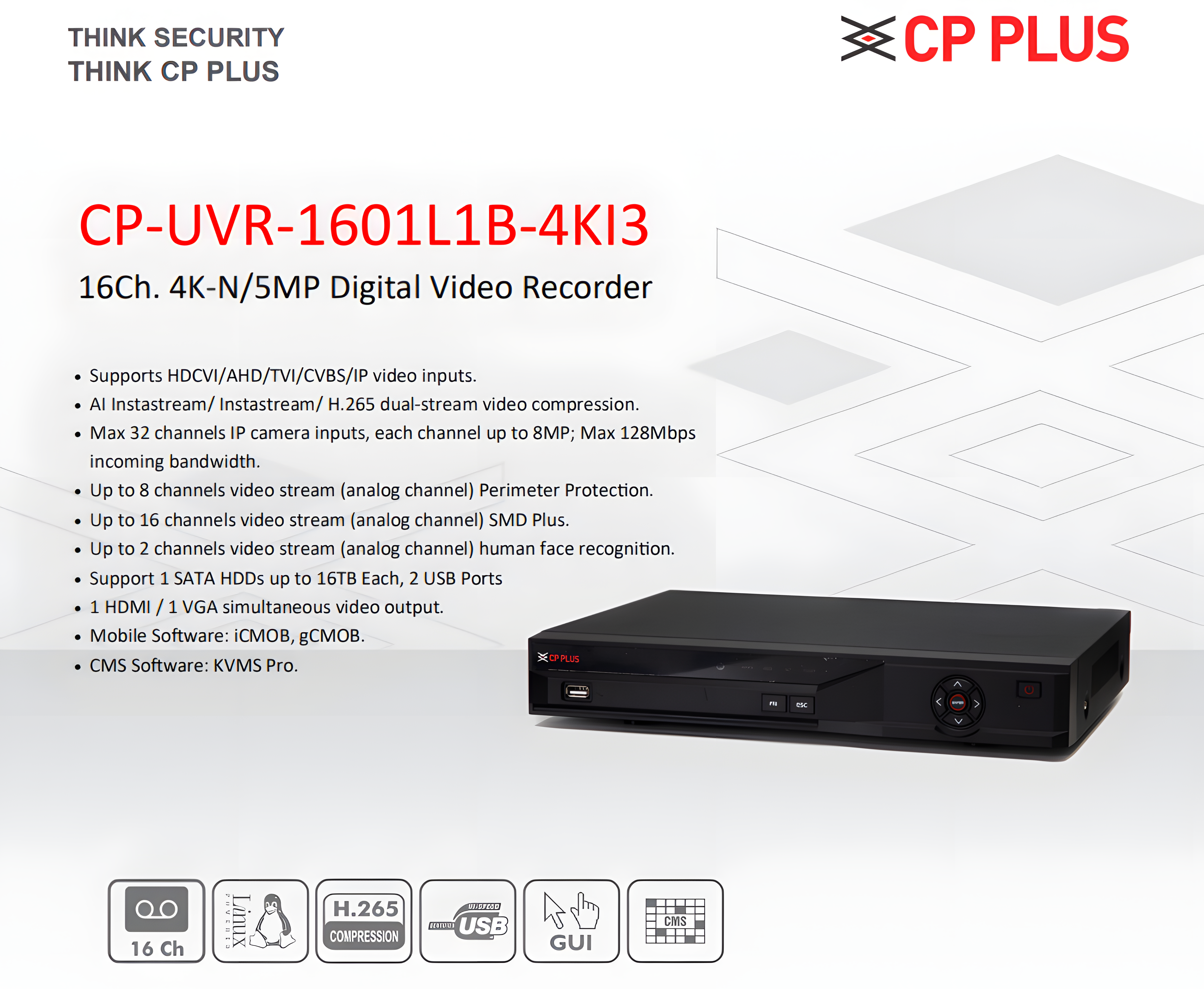 CP PLUS CP-UVR-1601L1B-4KI3