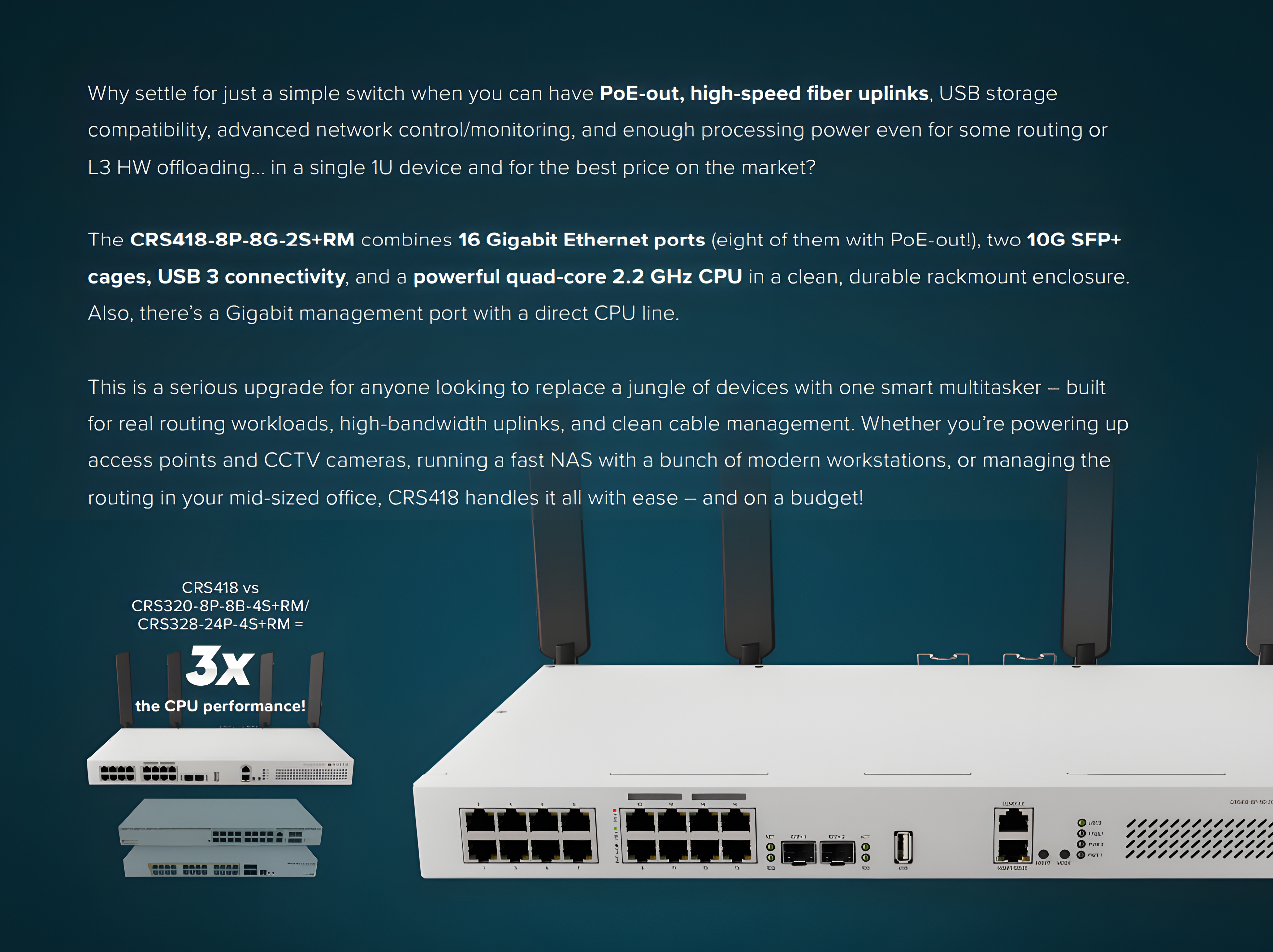MIKROTIK CRS418-8P-8G-2S+5axQ2axQ-RM
