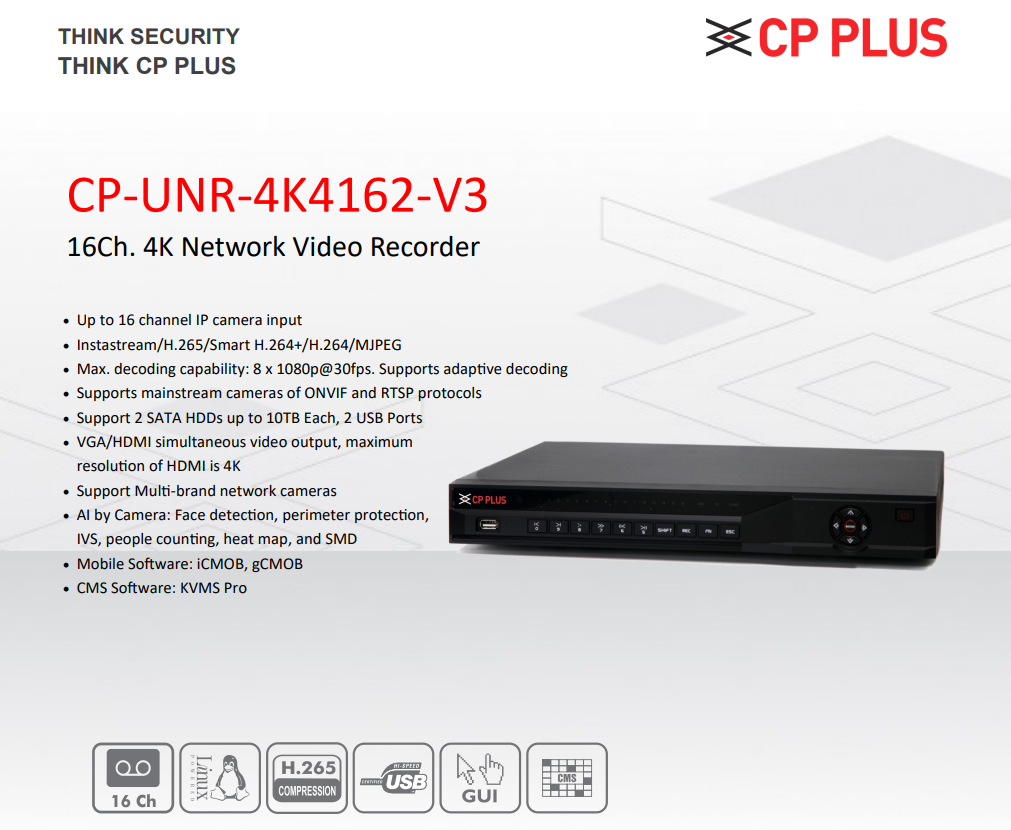 CP PLUS CP-UNR-4K4162-V3