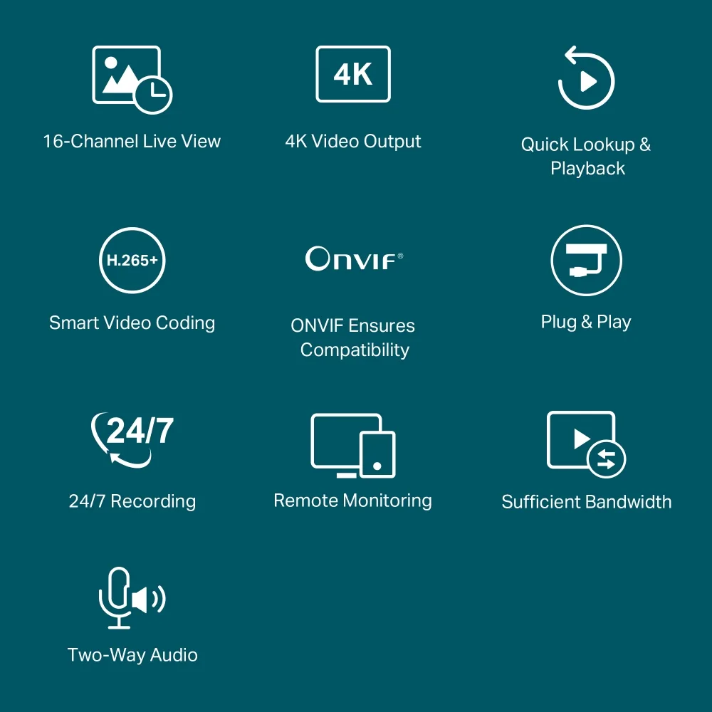 TP-Link VIGI NVR2016H 16 Channel Network Video Recorder with 2 SATA - Image 4