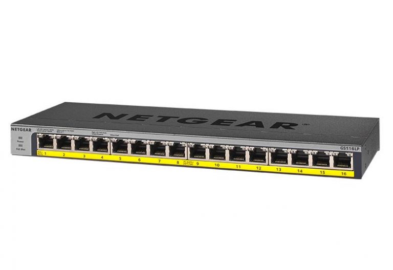 Netgear GS116LP 16-Port Gigabit Ethernet Unmanaged PoE+ Switch with FlexPoE (76W)