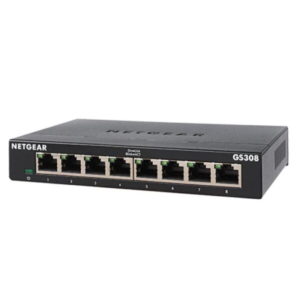 NETGEAR GS308v3 | 8-Port Gigabit Ethernet Unmanaged Switch | Plug-and-Play | Energy Efficient | Fanless Silent Design | Jumbo Frame Support