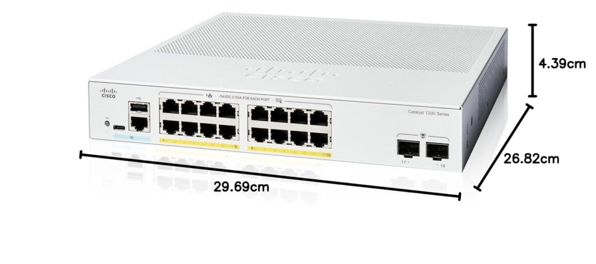 Cisco Catalyst C1200-16P-2G 16-Port PoE+ Managed Gigabit Switch — Reliable Power and Seamless Connectivity with 2x 1G SFP Uplink Ports - Image 2