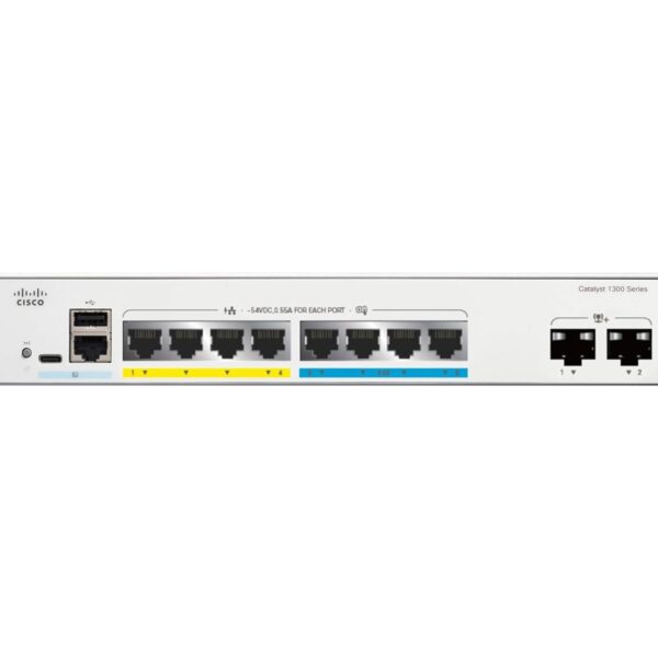 Cisco Catalyst C1300-8MGP-2X | Powerful High-Performance 8-Port Managed PoE+ Multi-Gigabit Switch with 2x 10G SFP+ Uplink, Fanless & Rackmount for SMB Networks - Image 2