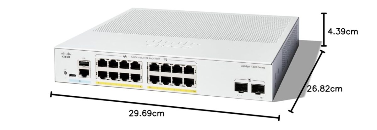 Cisco Catalyst C1300-16P-2G Switch – Powerful Layer 3 Managed Gigabit PoE+ Networking with 120W Power Budget - Image 3
