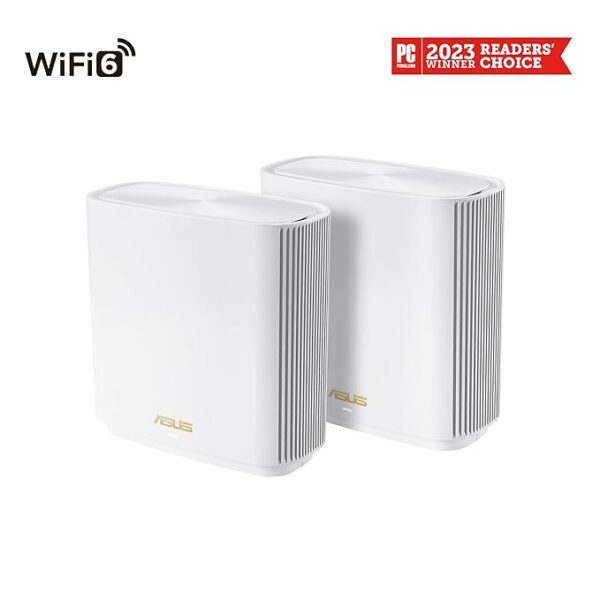 ASUS AX XT8 White 2 Pack – AX6600 Tri-Band WiFi 6 Mesh System, 5,500 Sq. Ft Coverage, 6.6 Gbps Speeds, 2.5G Port, AiMesh, Lifetime Security - Image 2