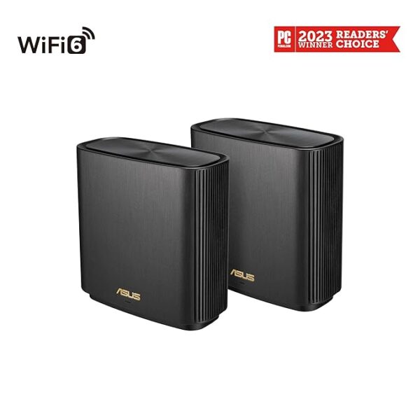 ASUS AX XT8 Black 2 Pack – AX6600 Tri-Band WiFi 6 Mesh System, 5,500 Sq. Ft Coverage, 6.6 Gbps Speeds, 2.5G Port, AiMesh, Lifetime Security - Image 2