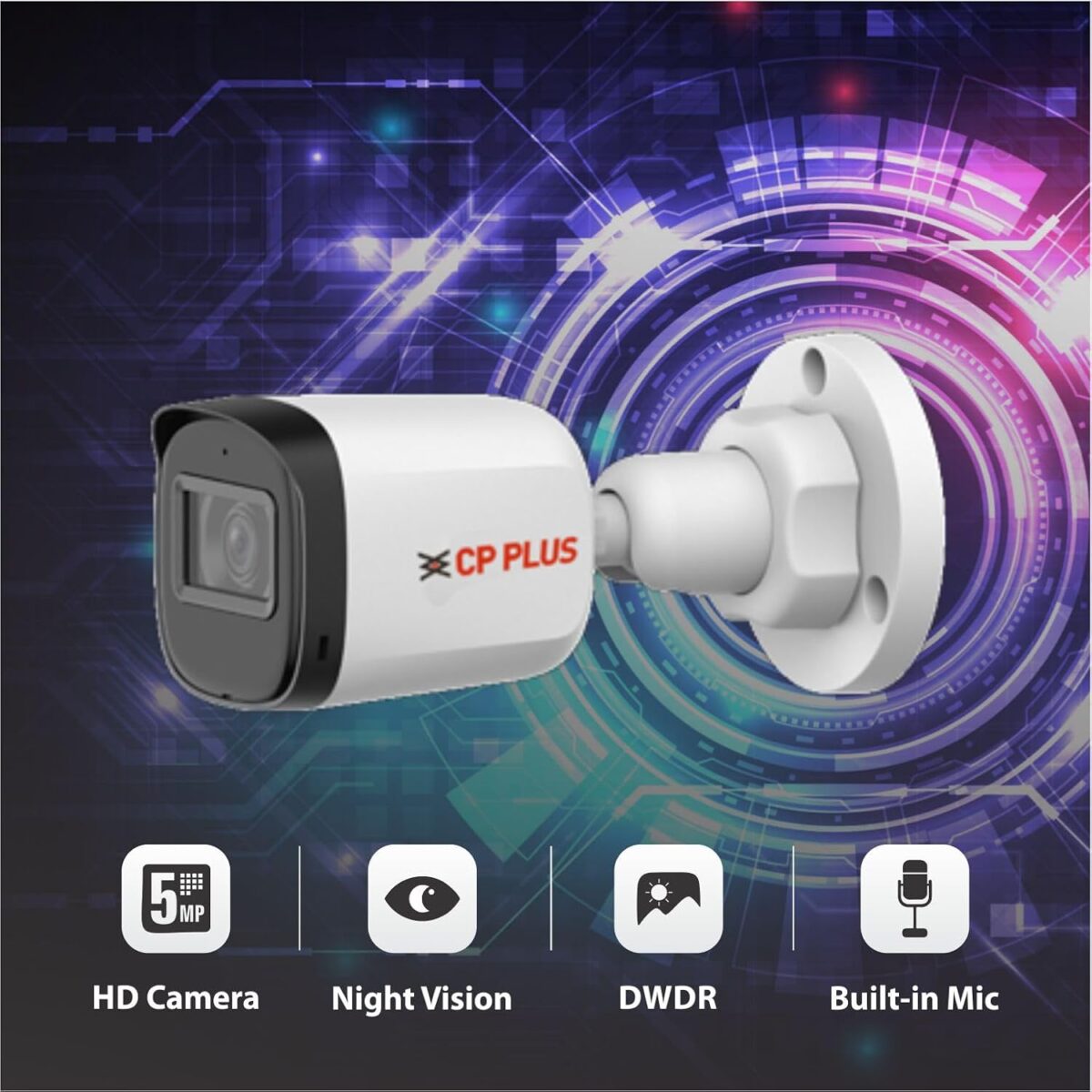 CP PLUS CP-URC-TC51PL3C Powerful 5MP Dual Light Bullet Camera with Smart Dual IR, 30M Night Vision, Built-in Mic, IP67, Day/Night Security Surveillance - Image 2