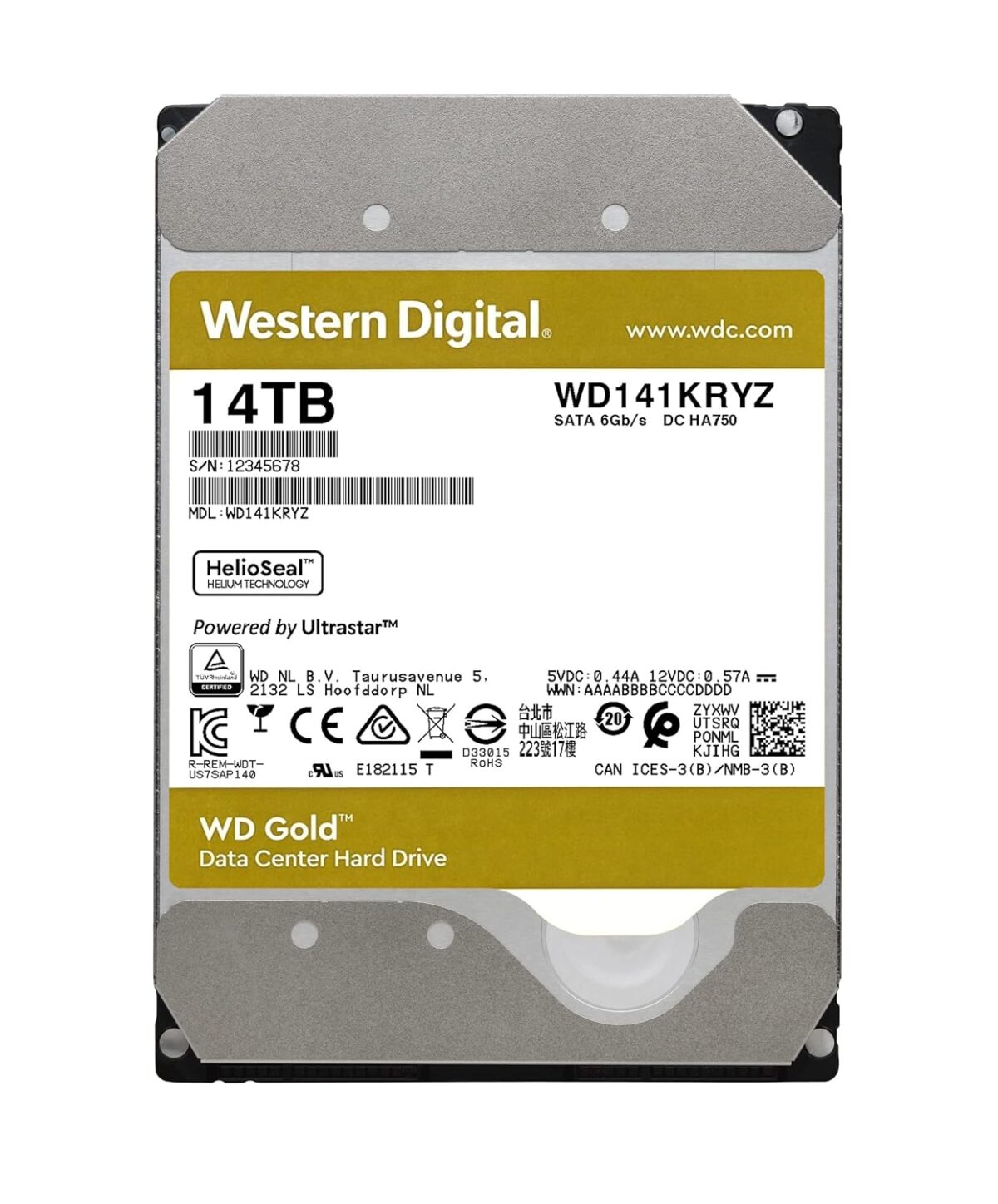 WD Gold 14TB | WD142KRYZ Powerful Enterprise-Class SATA HDD with 512MB Cache, 7200 RPM, Helium Technology, and 6 Gb/s SATA - Image 3