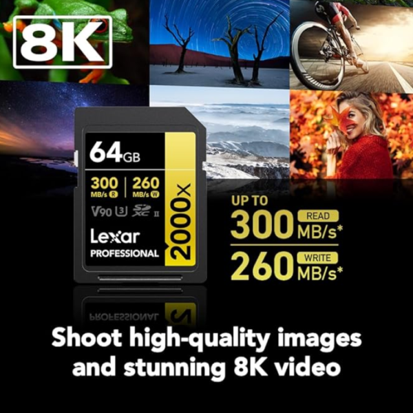 Lexar 64GB Professional 2000x SDXC UHS-II V90 | Up to 300MB/s Read | 260MB/s Write | V90 | Lifetime Warranty | LSD2000064G-BNNNG - Image 4