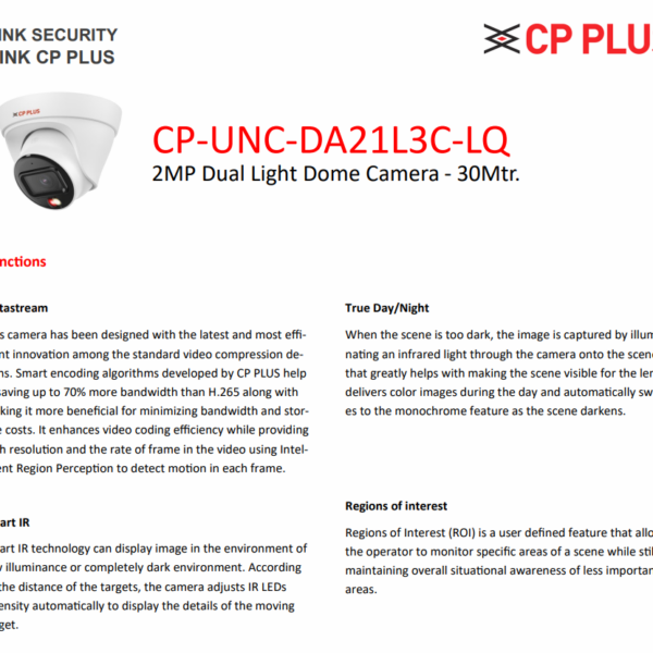 CP PLUS 2MP Dual Light Dome Camera