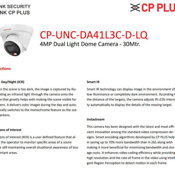 CP PLUS 4MP Dual Light Dome Camera