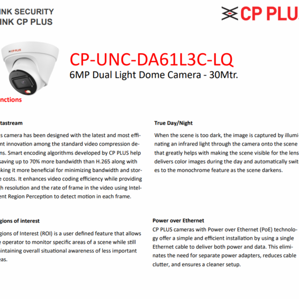 CP PLUS 6MP Dual Light IP Dome Camera