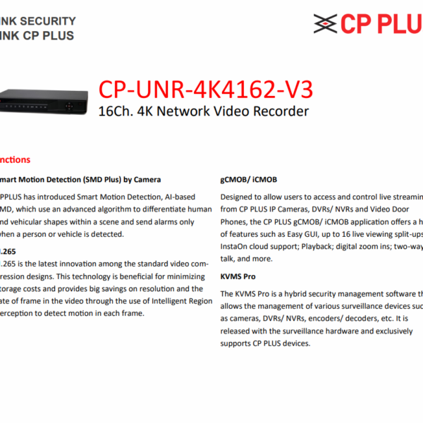 CP PLUS CP-UNR-4K4162-V3