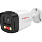 CP PLUS 4MP dual light IP bullet security camera with 2-way audio and IP67 weatherproof design front angle view