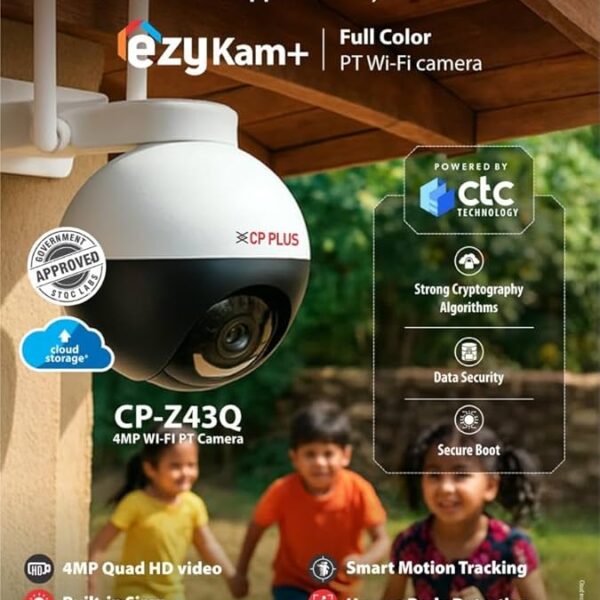 CP Plus CP-Z43Q | 4MP Outdoor Wi‑Fi PT Camera | Full‑Color Night Vision & IP65 | Weatherproof with Built‑in White LEDs | Works with Google Home - Image 3