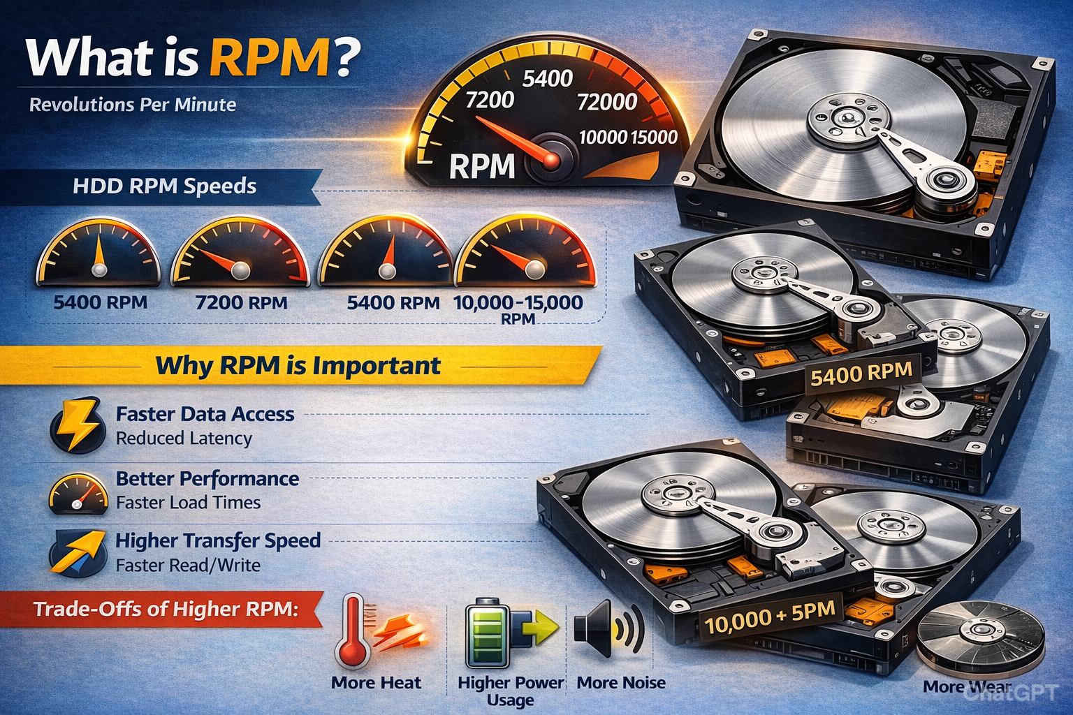 HDD RPM comparison for CCTV systems showing difference between 5400 and 7200 RPM drives"