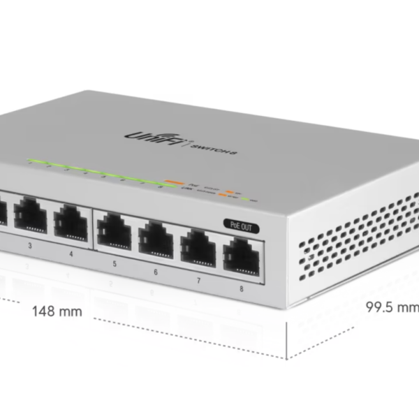 Ubiquiti UniFi US-8 Gen1 | 8-Port Managed Gigabit Switch with PoE Passthrough | Compact Layer 2 | UniFi Controller Managed - Image 2