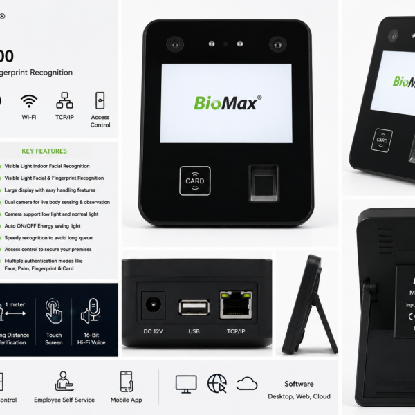 BioMax Multibio-500 Visible Light Facial & Fingerprint Recognition Time Attendance & Access Control System - Image 4