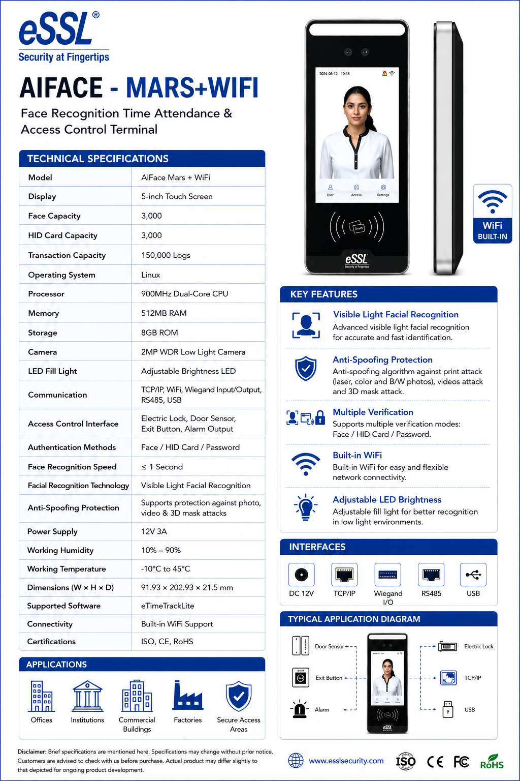 eSSL AiFace-Mars + WiFi 