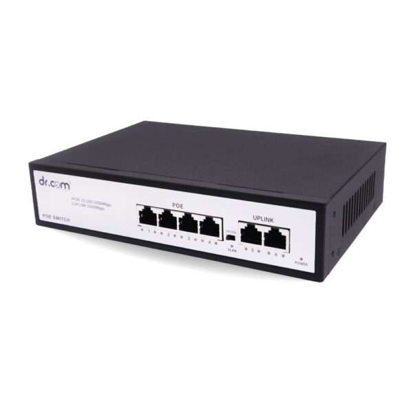 Dr.Com DR-F1006P-B 6-Port Gigabit Desktop Switch with 4-Port PoE+ (65W Budget & 250m Long-Range) - Image 4