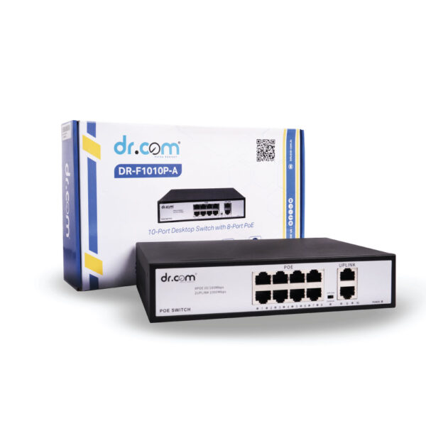 Dr.Com DR-F1010P-A | 10-Port Desktop Switch with 8-Port PoE+ (High-Power Budget) - Image 5