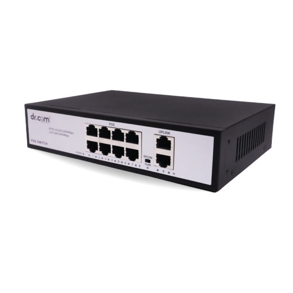 Dr.Com DR-F1010P-B | 10-Port Gigabit Desktop Switch with 8-Port PoE+ (120W Budget) - Image 4