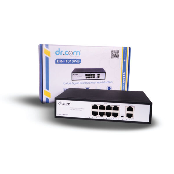 Dr.Com DR-F1010P-B | 10-Port Gigabit Desktop Switch with 8-Port PoE+ (120W Budget) - Image 5