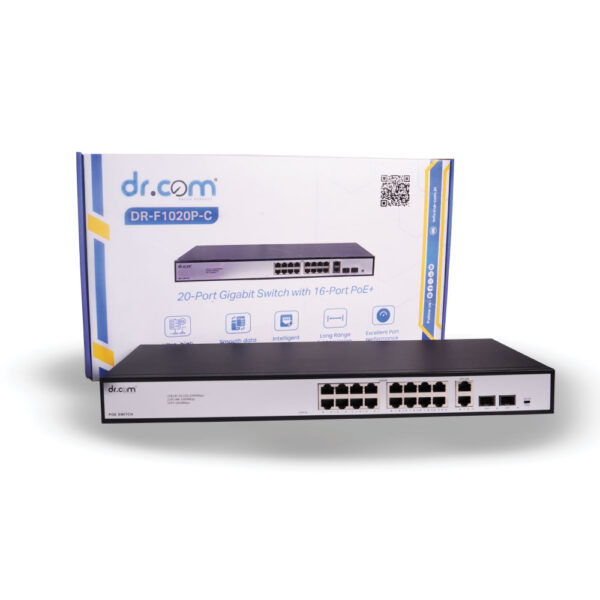 Dr.Com DR-F1020P-C 20-Port Gigabit Rack-Mount Switch | 16-Port PoE+ with 250W Budget & 2 SFP Uplinks - Image 5