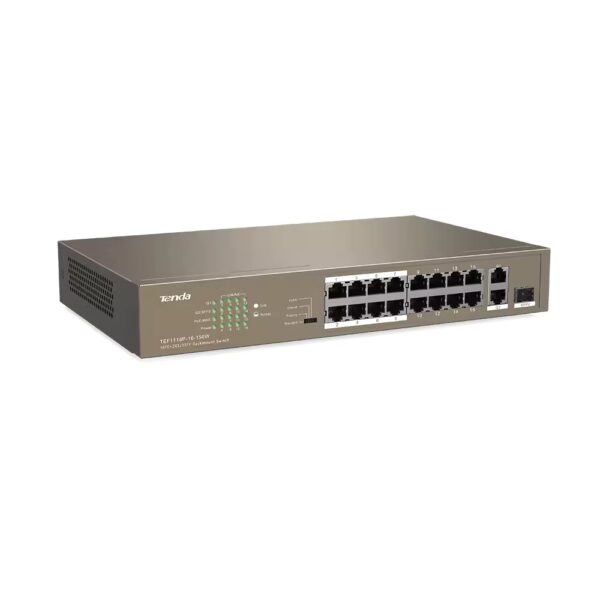 Tenda TEF118P 16+2 Port PoE Switch | 130W PoE Budget | 4 Working Modes | 6kV Lightning Protection | 2 Gigabit Uplink + SFP | Rack Mountable | Surveillance Optimized - Image 4