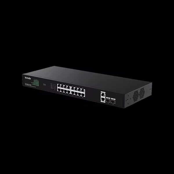 Tenda TEG1120P 16-Port Gigabit PoE+ Switch | 135W PoE Budget | 4 Working Modes | 6kV Lightning Protection | 2 Gigabit Uplink + 2 SFP Slots | Rack Mountable | Surveillance Optimized - Image 3
