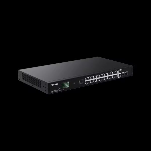 Tenda TEG1128P 24-Port Gigabit PoE+ Switch | 230W PoE Budget | 4 Working Modes | 6kV Lightning Protection | 2 Gigabit Uplink + 2 SFP Slots | 1U Rack Mountable - Image 3