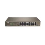 Tenda TEF118P 16+2 Port PoE Switch | 130W PoE Budget | 4 Working Modes | 6kV Lightning Protection | 2 Gigabit Uplink + SFP | Rack Mountable | Surveillance Optimized
