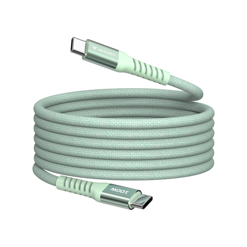 Verbatim Sync & Charge Magnetic Green 100W USB-C to USB-C Cable