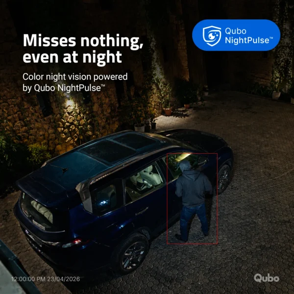Qubo Smart Bullet Cam Pro 4MP | Color Night Vision | AI Person Detection | IP66 Weatherproof | 130° Wide Coverage | 10x Digital Zoom - Image 4