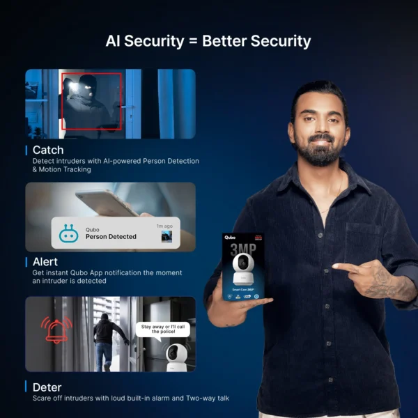 Qubo Smart Camera 360° | 3MP 2K | Pan-Tilt-Zoom | AI Person Detection | 360° Coverage | Color Night Vision - Image 5