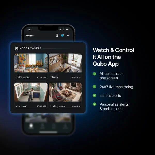 Qubo Smart Camera 360° | 3MP 2K | Pan-Tilt-Zoom | AI Person Detection | 360° Coverage | Color Night Vision - Image 6