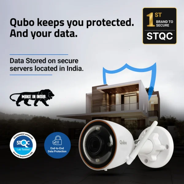 Qubo Smart Bullet Cam Pro 4MP | Color Night Vision | AI Person Detection | IP66 Weatherproof | 130° Wide Coverage | 10x Digital Zoom - Image 8