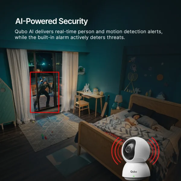 Qubo Smart Camera 360° Pro | 4MP | Color Night Vision | AI Person Detection | Pan-Tilt-Zoom | 1TB Support - Image 5