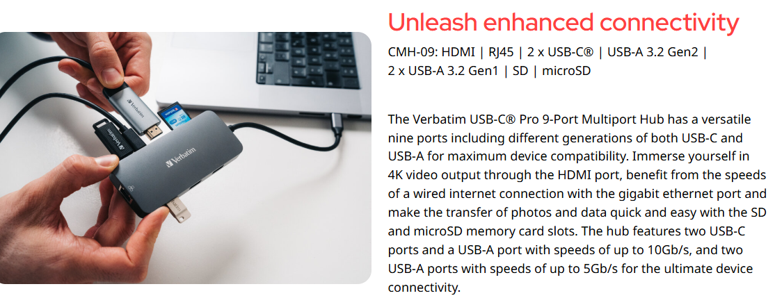  Verbatim USB-C Pro Multiport Hub CMH-09