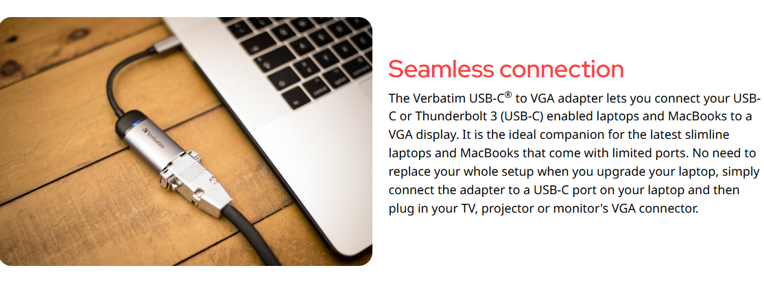 Verbatim USB-C to VGA Adapter