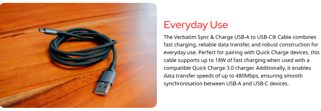  Verbatim Sync & Charge USB-A to USB-C 
