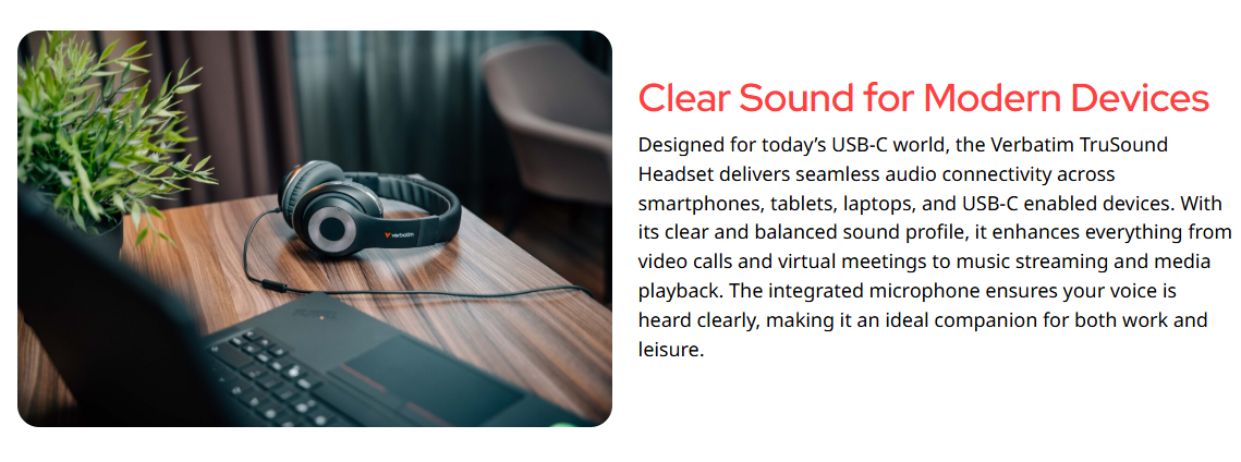 Verbatim TruSound USB-C Over-Ear Headset 