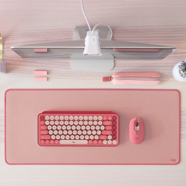 Logitech Desk Mat-Dark Rose | 700x300mm | Recycled Polyester | Anti-Slip Rubber Base | Anti-Fraying Stitches | Desk Protection - Image 3