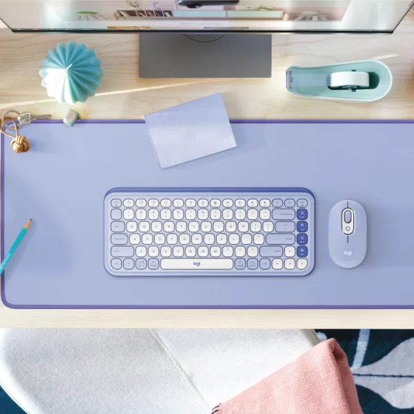 Logitech Desk Mat-Lilac | 700x300mm | Recycled Polyester | Anti-Slip Rubber Base | Anti-Fraying Stitches | Desk Protection - Image 3