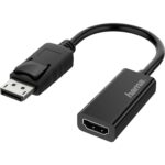 HAMA DisplayPort to HDMI Adapter, 4K Ultra HD 4096 × 2160, DisplayPort Plug to HDMI Socket, Compact Design, Black